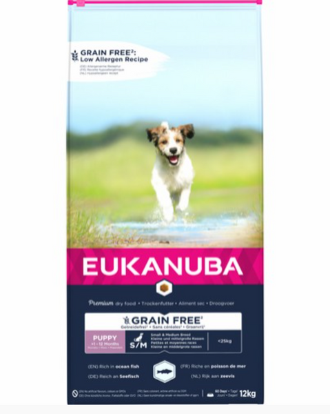 Euk Puppy og junior Small Medium grainfree 12 kg ocean fish
